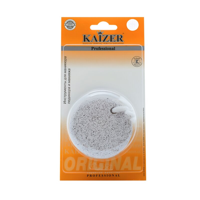 Пемза для педикюра Kaizer круглая с веревкой натуральный камень