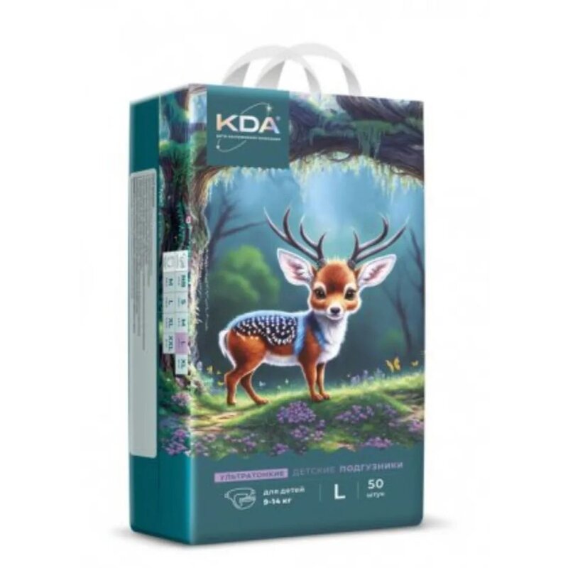 Подгузники детские КДА (KDA) Кидс ультратонкие р.L 9-14 кг 50 шт.