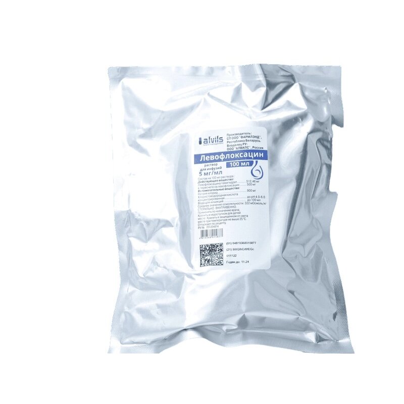Левофлоксацин раствор для инфузий 5 мг/мл 100 мл контейнер полимерный 1 шт.