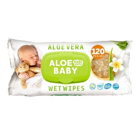 Салфетки влажные BablVini Aloe baby детские клапан крышка 120 шт.