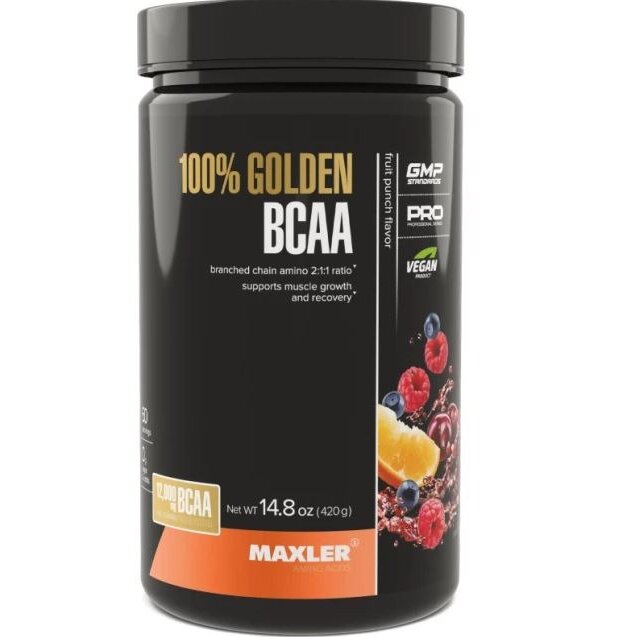 Аминокислоты 100% Golden BCAA Макслер (Maxler) Фруктовый пунш 420 г