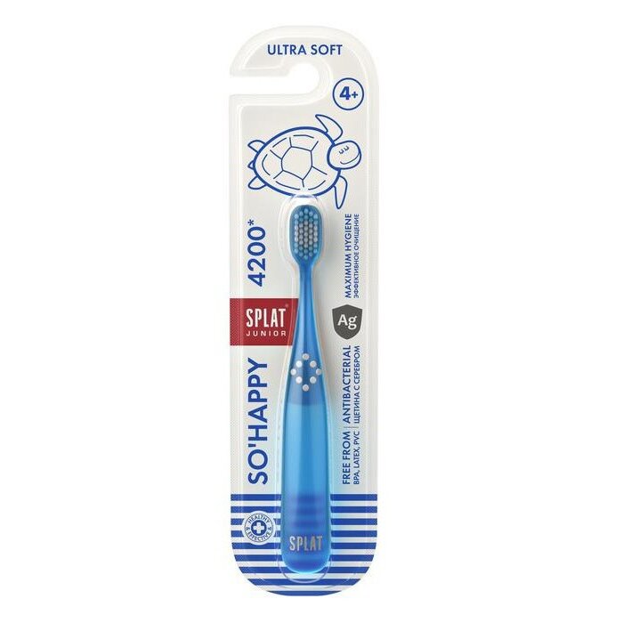 Щетка зубная Splat Junior Ultra 4200 инновационная ультра мягкая щетина голубая с ионами серебра 4+