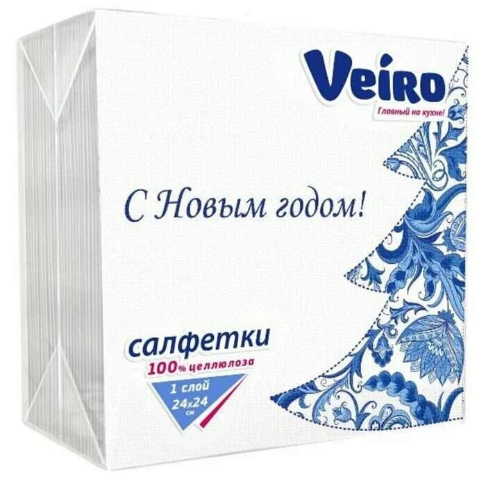 Салфетки бумажные однослойные Linia veiro зима гжель 50 шт.