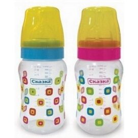 Сказка Бутылочка 260 мл с широким горлышком силиконовая классическая соска 1198 ВЕСЕЛЫЕ ЖИВОТНЫЕ