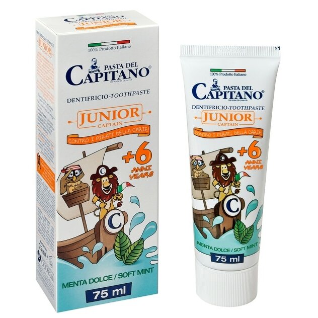 Паста зубная Junior Pasta del capitano детская 6+ мягкая мята 75 мл