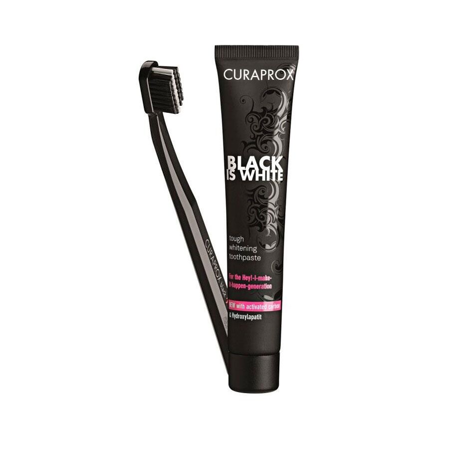 Зубная паста Curaprox Black is White 90 мл + зубная щетка CS5460 Black