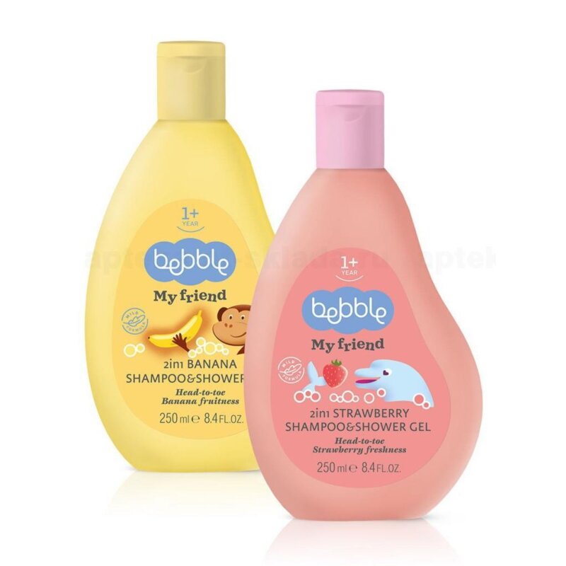 Набор Bebble: шампунь-гель для душа клубника 250 мл+банан 250 мл
