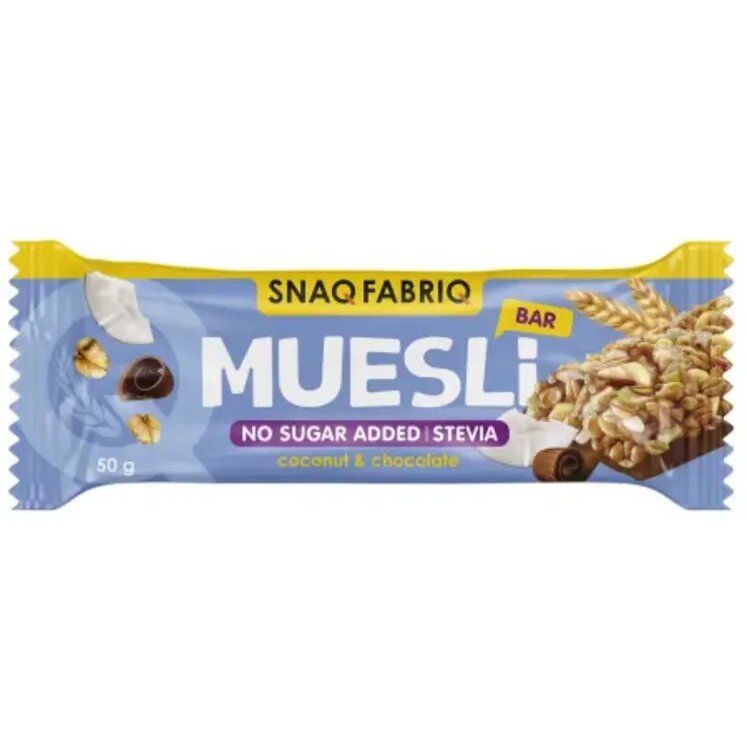 Батончик-мюсли глазированный Snaq Fabriq muesli кокос и молочный шоколад 50 г