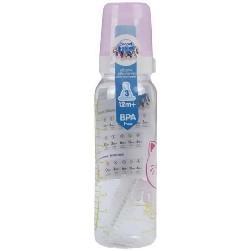 Бутылочка Canpol Babies тритановая Котенок с силиконовой соской 12 мес+ 250 мл