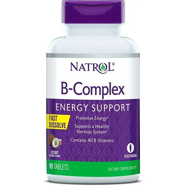 В-Комплекс витаминов группы В Natrol таблетки быстрорастворимые 90 шт.