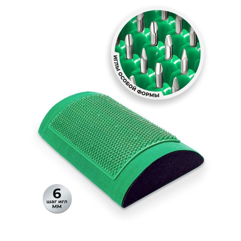 Массажер-валик тибетский мягкий для поясницы магнитный зеленый