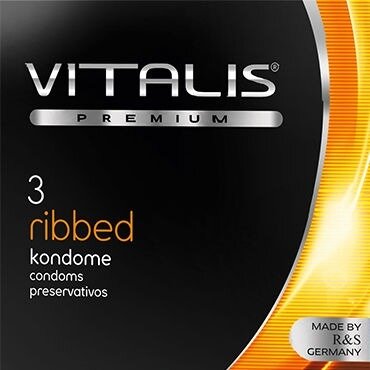 Презервативы Vitalis Premium Ribbed ребристые 3 шт.