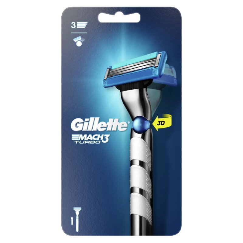 Gillette mach3 turbo станок 1 шт. алоэ c 1-ой кассетой