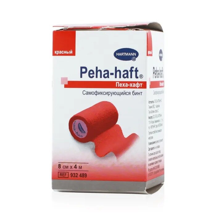 Бинт когезивный эластичный фиксирующий Peha-haft Color красный 4 м х 8 см