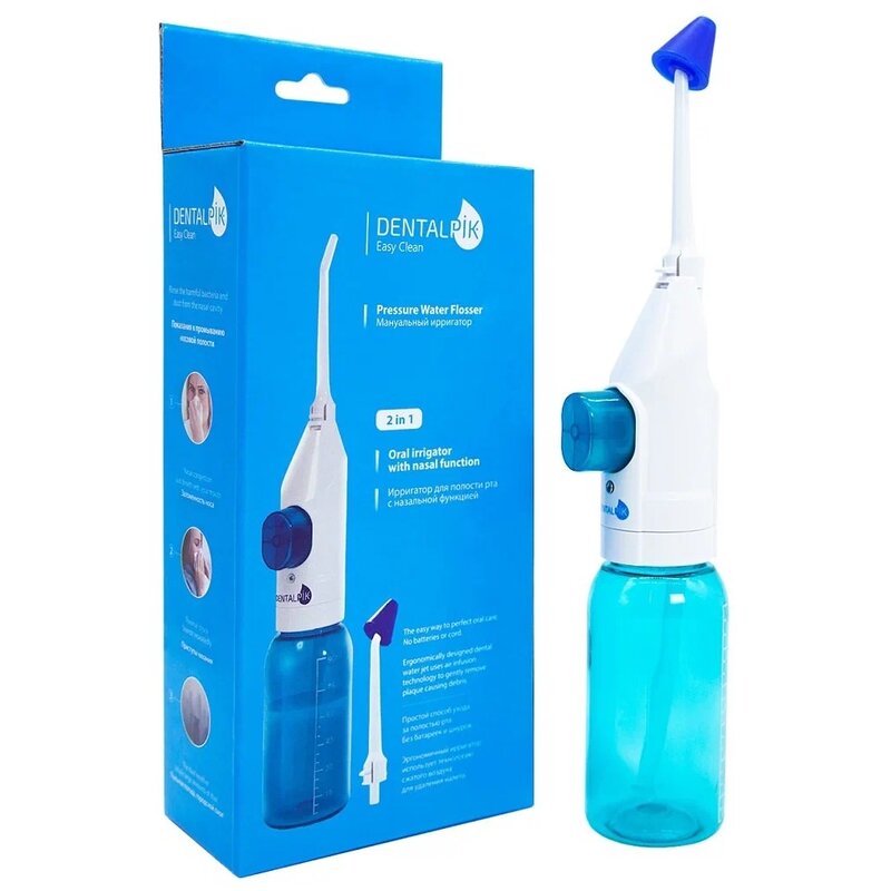 Ирригатор для полости рта и носа мануальный белый Easy clean Dentalpik