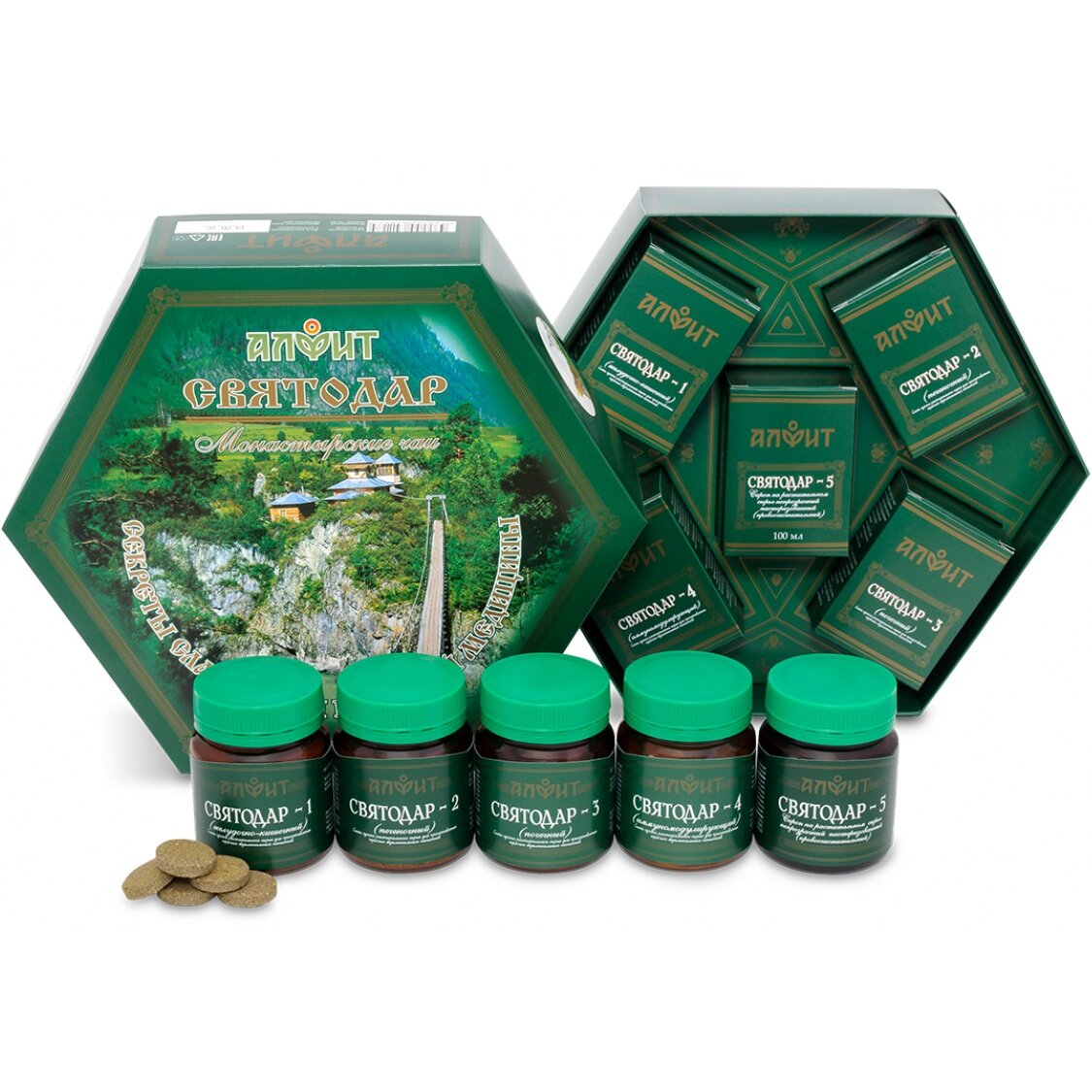 Комплекс Алфит Святодар очищения и оздоровления 5 ступеней/банок подарочная