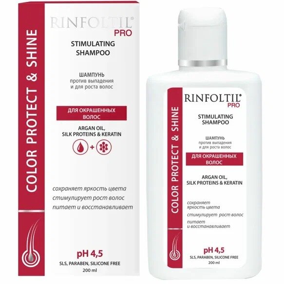 Шампунь Rinfoltil PRO против выпадения и для роста волос для окрашенных волос 200 мл
