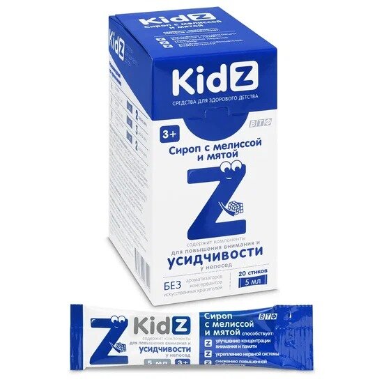 KidZ (КидЗ) сироп жидкий c мелиссой и мятой стик 20 шт.