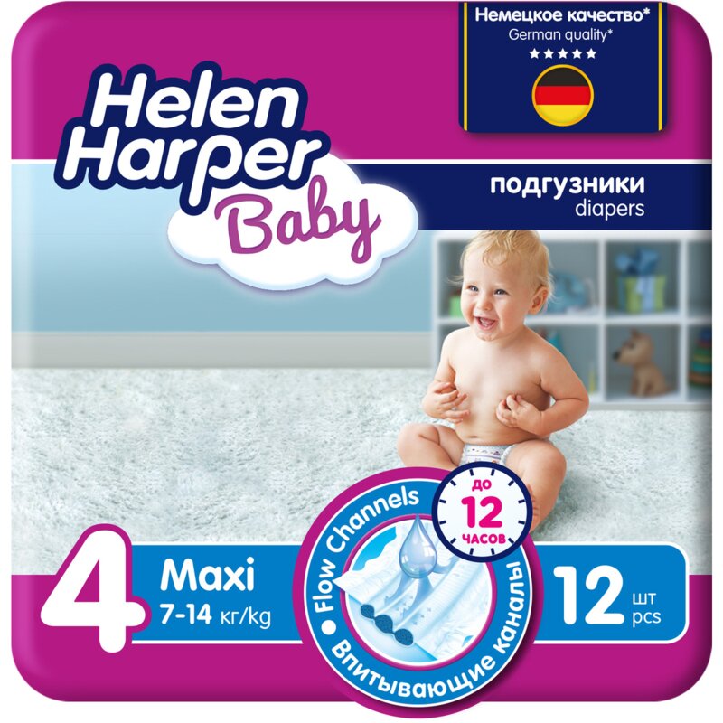 Подгузники детские Helen Harper Baby Diapers maxi размер 4 7-14 кг 12 шт.