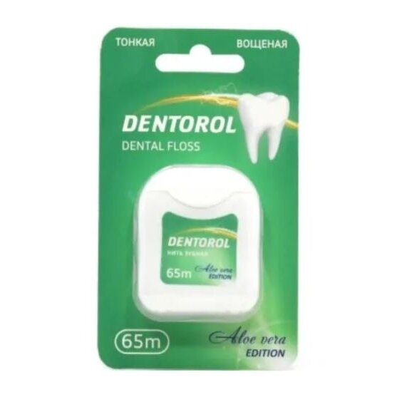 Зубная нить Dentorol вощеная антисептическая Алоэ Вера 65 м