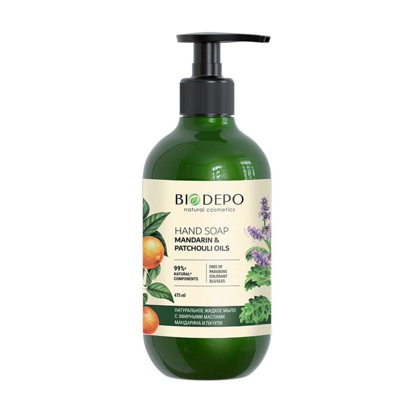Мыло жидкое Biodepo натуральное с маслами мандарина и пачули 475 мл