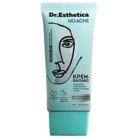 Крем-баланс Dr. Esthetica no acne для кожи, склонной к акне для взрослых 25+ туба 50 мл