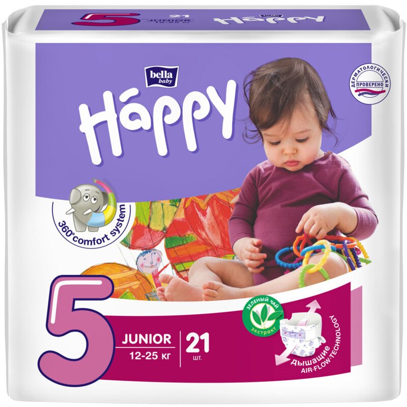 Подгузники для детей Bella Baby Happy Джуниор 12-25 кг 21 шт.