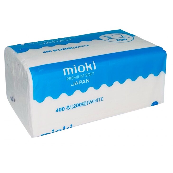 Салфетки Mioki бумажные двухслойные 190х140 мм мягкая упаковка 200 шт.