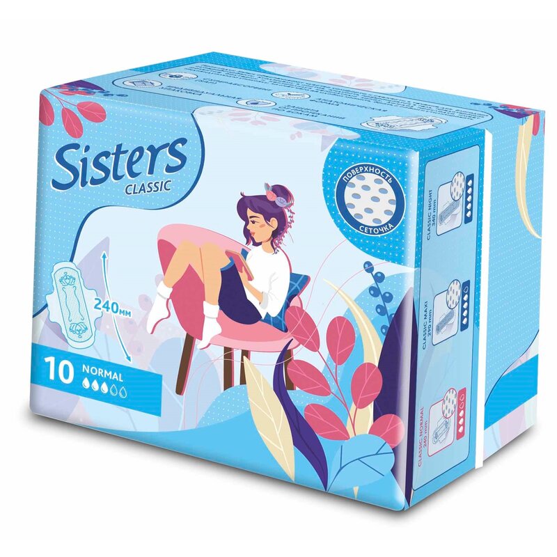 Прокладки Систерс Классик нормал сеточка 10 шт.