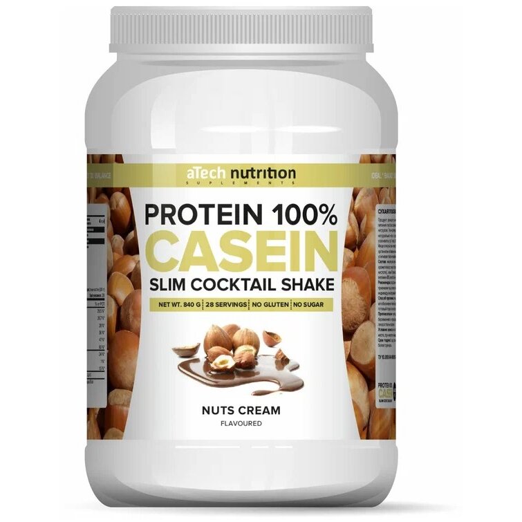 Белково-витаминный коктейль aTech nutrition Casein Protein со вкусом натс крим 420 г