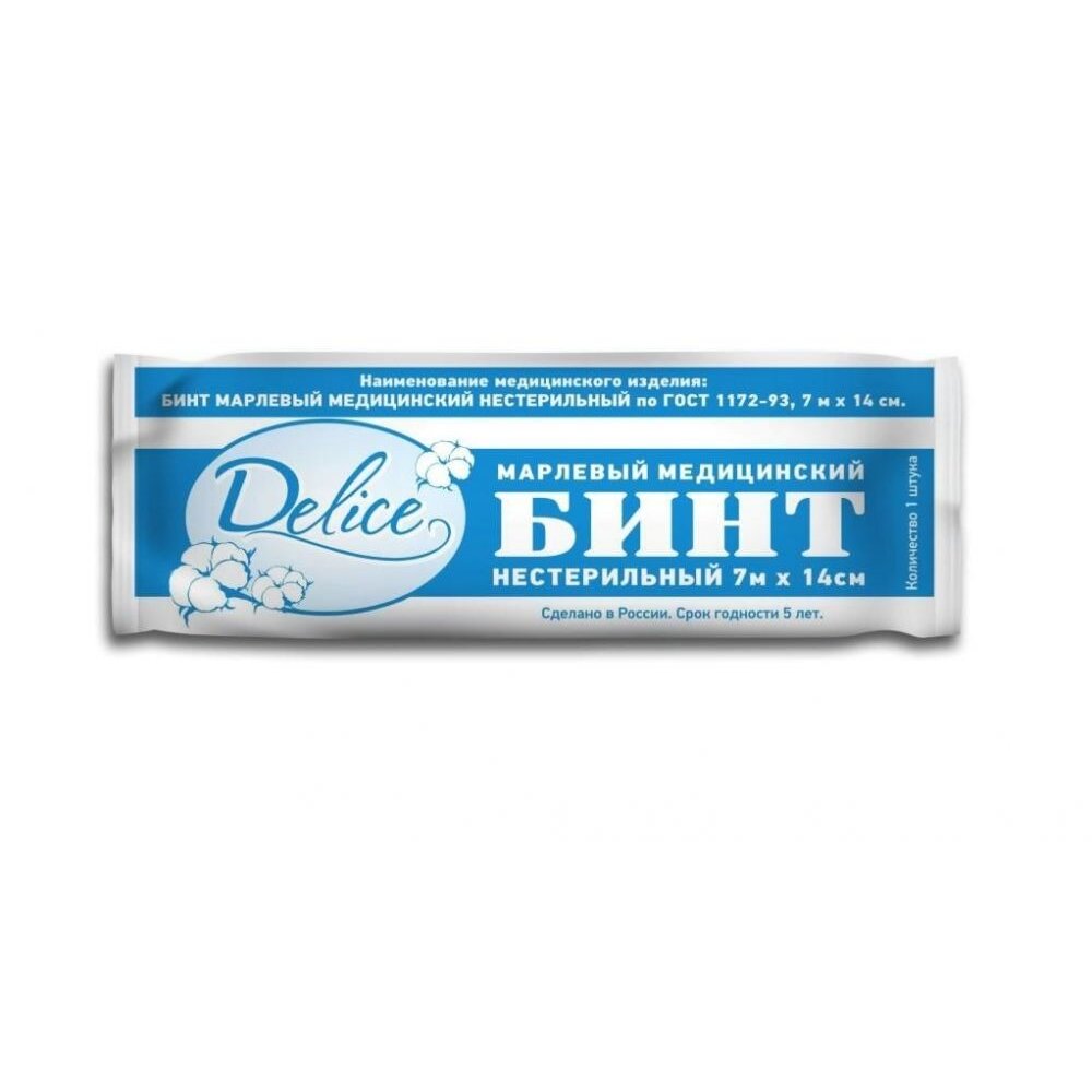 Бинт марлевый Delice медицинский нестерильный 14 см х 7 м