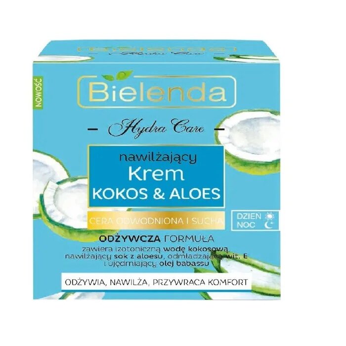 Крем Bielenda Hydra Care для лица Увлажняющий кокос/алоэ для сухой и обезвоженной кожи 50 мл