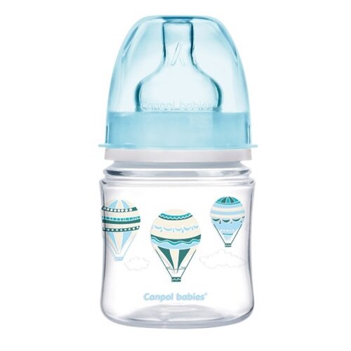 Бутылочка Canpol 0+ антиколиковая широкое горлышко голубая 35/224 easystart 120 мл