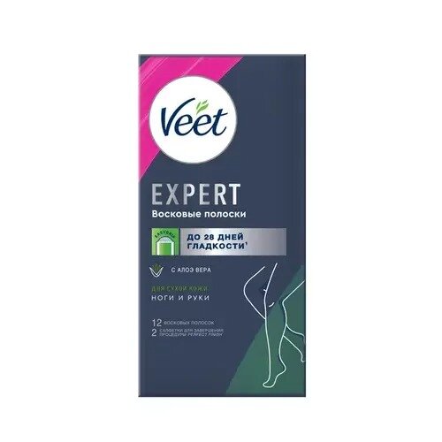 Восковые полоски для депиляции сухой кожи Veet Эксперт 12 шт.