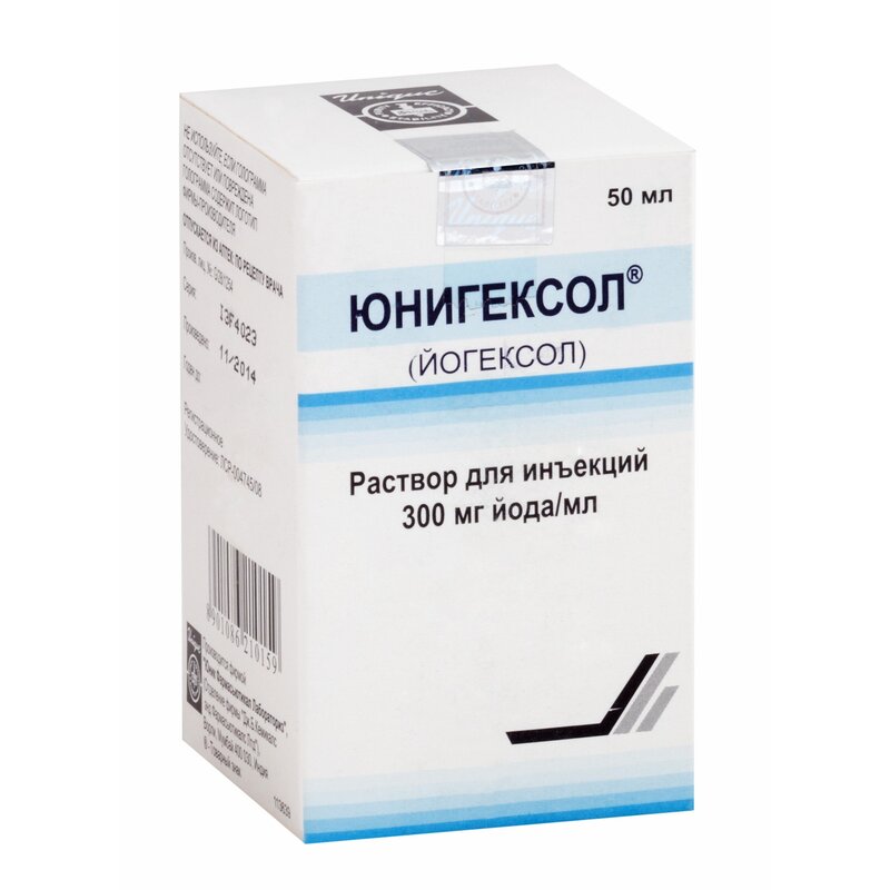 Юнигексол раствор для инъекций 300 мг йода/мл 50 мл флакон 1 шт. с держ.д/фл