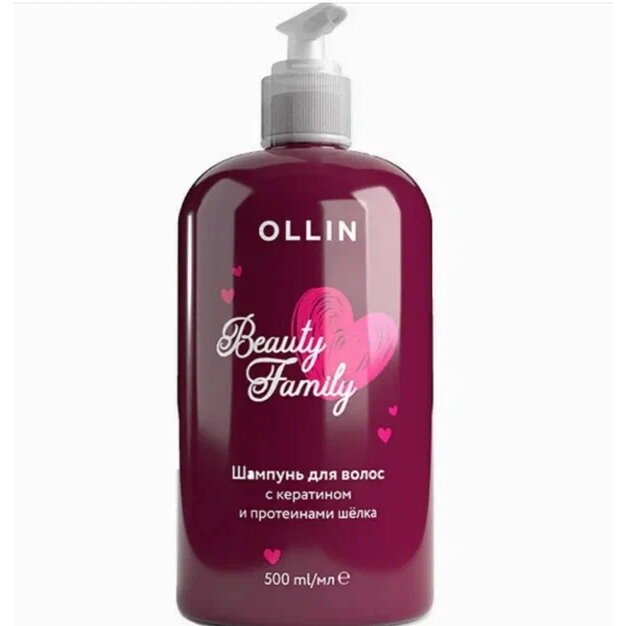 Ollin beauty family шампунь для волос 500мл с креатином и протеинами шелка