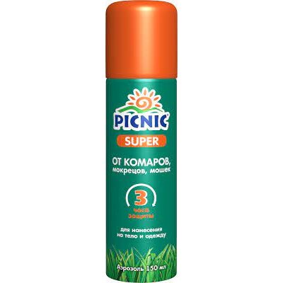 Аэрозоль от комаров, мошек, слепней Пикник (Picnic) Super 150 мл