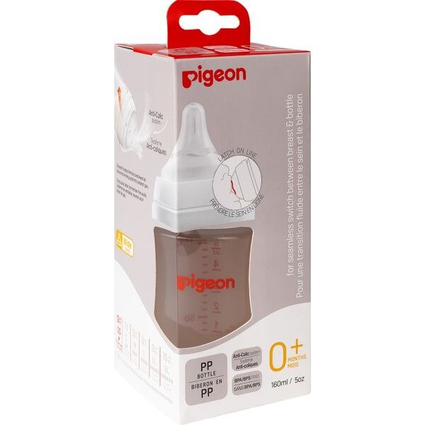 Бутылочка для кормления с силиконовой соской SofTouch Peristaltic Plus Pigeon с 0 мес. 160 мл арт. 80272
