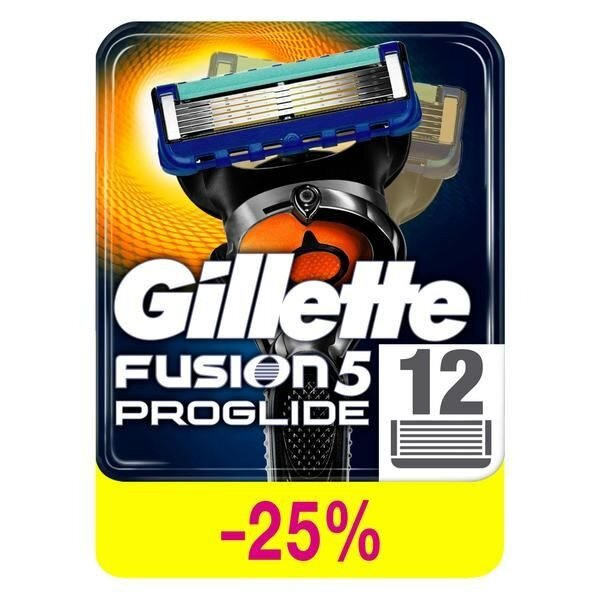 Кассеты Gillette (Жиллетт) сменные для безопасных бритв Fusion ProGlide 12 шт.