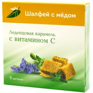 Леденцовая карамель с витамином С шалфей/мед 3 г пастилки 9 шт.