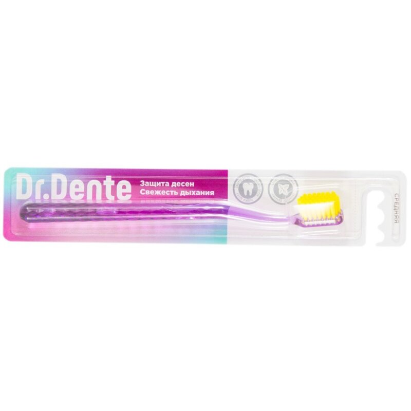 Зубная щетка Dr.Dente средней жесткости сиреневая 1 шт.