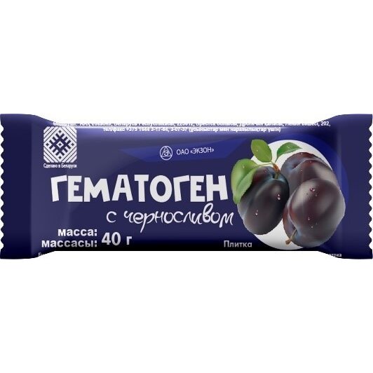 Гематоген с черносливом Экзон 40 г