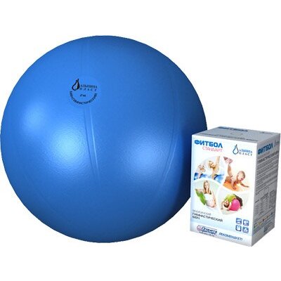 Мяч медицинский Фитбол Стандарт Альпина Пласт гимнастический ПВХ голубой 65 см
