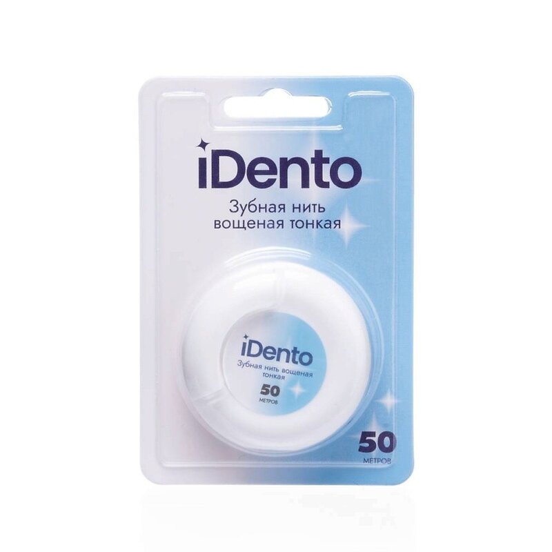 Зубная нить iDento вощеная тонкая круглая 50 м