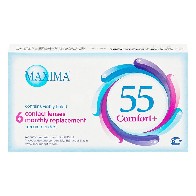 Контактные линзы Maxima 55 comfort+ на месяц -2.25/8.6/14.2 6 шт.