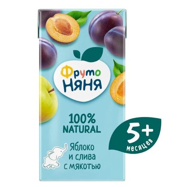 Нектар ФрутоНяня яблоко и слива с мякотью с 3 лет 500 мл