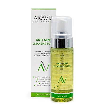 Пенка для умывания с коллоидной серой и экстрактом женьшеня Anti-Acne Aravia Laboratories 150 мл