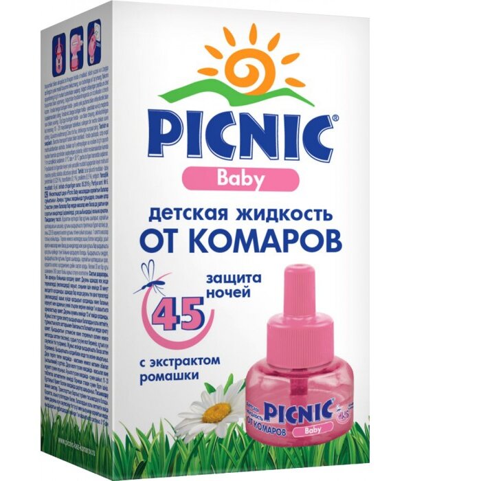 Жидкость от комаров Picnic Baby с ромашкой без запаха 45 ночей