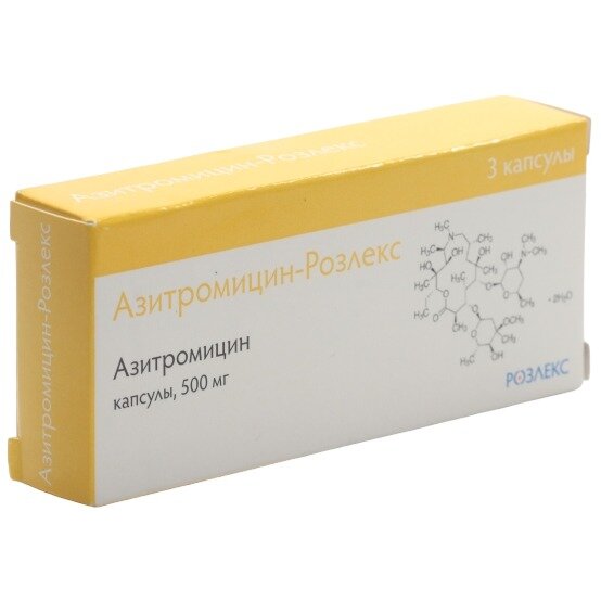 Азитромицин-Розлекс капсулы 500 мг 3 шт.