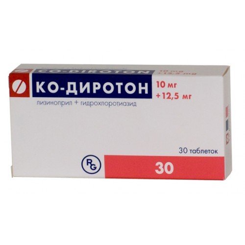 Ко-Диротон таблетки 10+12,5 мг 30 шт.